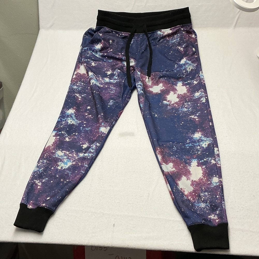Carbon mens Cosmic Print Joggers - Blue and Purple 0307
